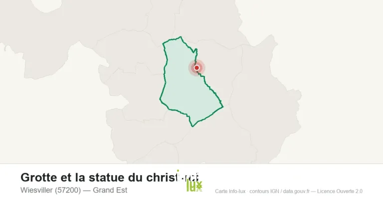 Carte de localisation de Grotte et la statue du christ-roi à Wiesviller (57200)