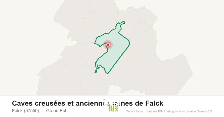 Carte de localisation de Caves creusées et anciennes mines de Falck à Falck (57550)