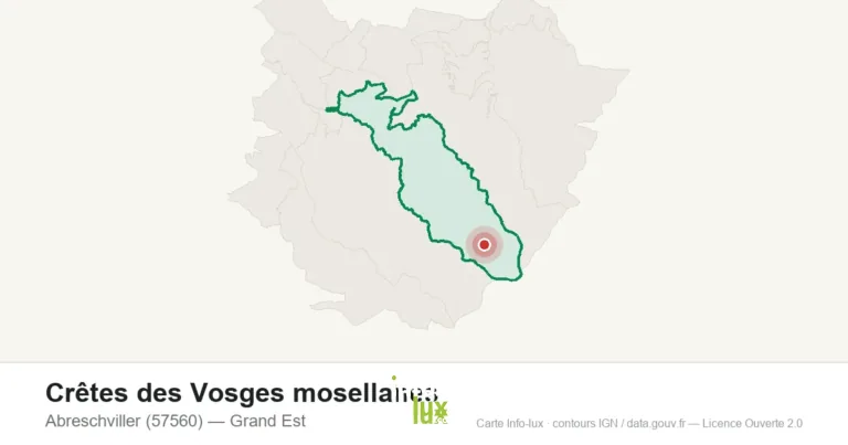 Carte de localisation de Crêtes des Vosges mosellanes à Abreschviller (57560)