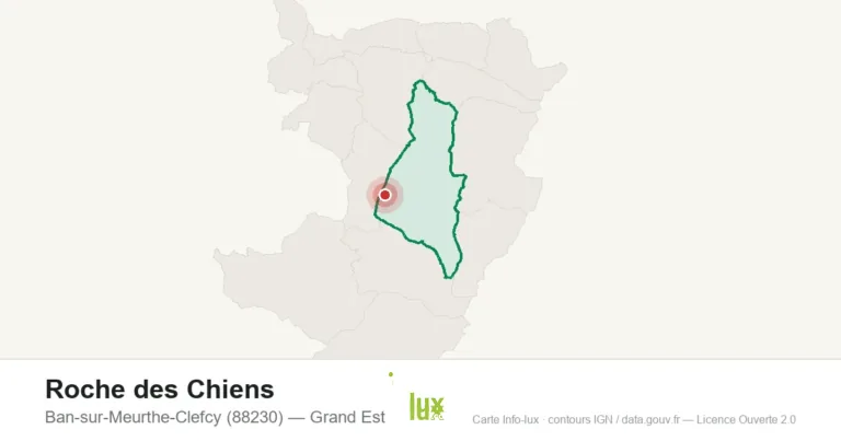 Carte de localisation de Roche des Chiens à Ban-sur-Meurthe-Clefcy (88230)
