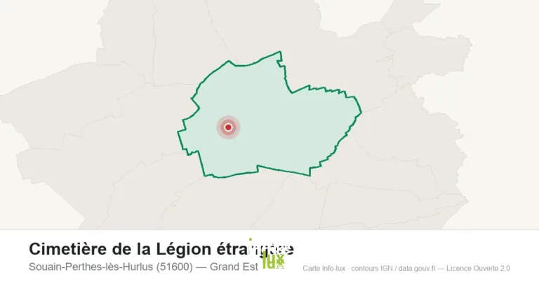 Carte de localisation de Cimetière de la Légion étrangère à Souain-Perthes-lès-Hurlus (51600)