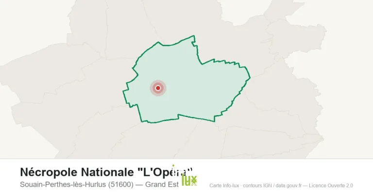 Carte de localisation de Nécropole Nationale "L'Opéra" à Souain-Perthes-lès-Hurlus (51600)