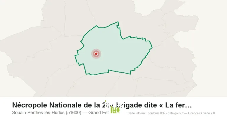 Carte de localisation de Nécropole Nationale de la 28e brigade dite « La ferme des Wacques » à Souain-Perthes-lès-Hurlus (51600)