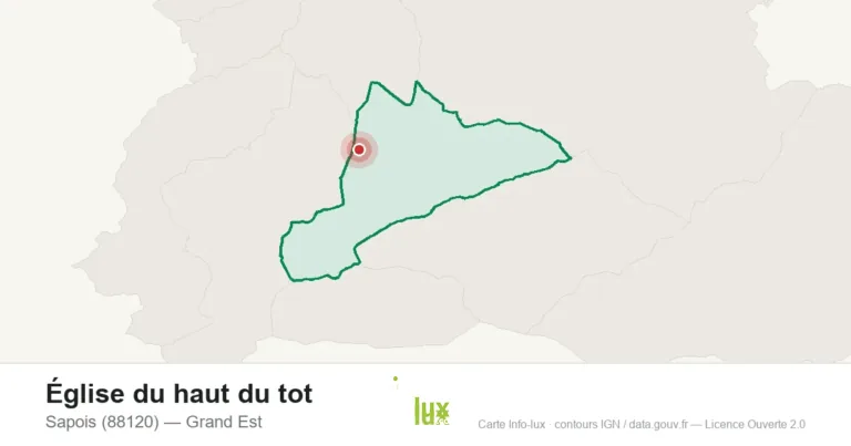 Carte de localisation de Église du haut du tot à Sapois (88120)
