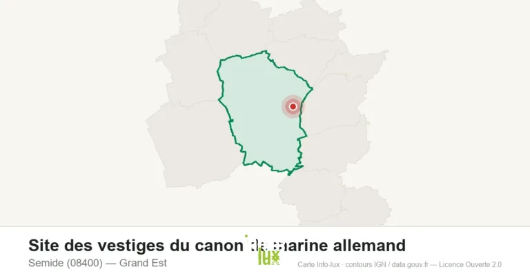 Carte de localisation de Site des vestiges du canon de marine allemand à Semide (08400)