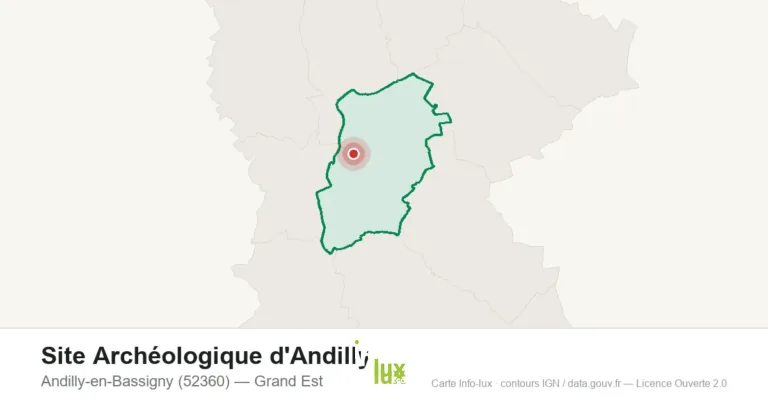 Carte de localisation de Site Archéologique d'Andilly à Andilly-en-Bassigny (52360)