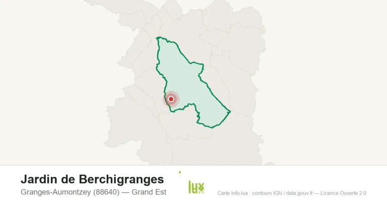 Carte de localisation de Jardin de Berchigranges à Granges-Aumontzey (88640)