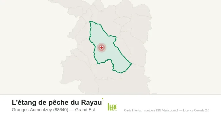 Carte de localisation de L'étang de pêche du Rayau à Granges-Aumontzey (88640)