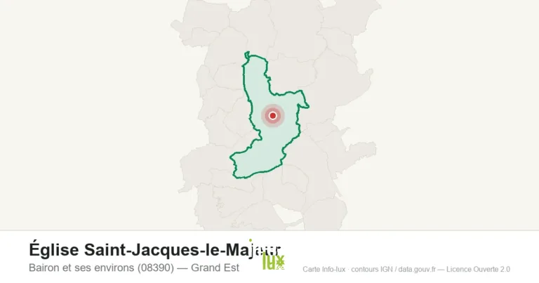 Carte de localisation de Église Saint-Jacques-le-Majeur à Bairon et ses environs (08390)
