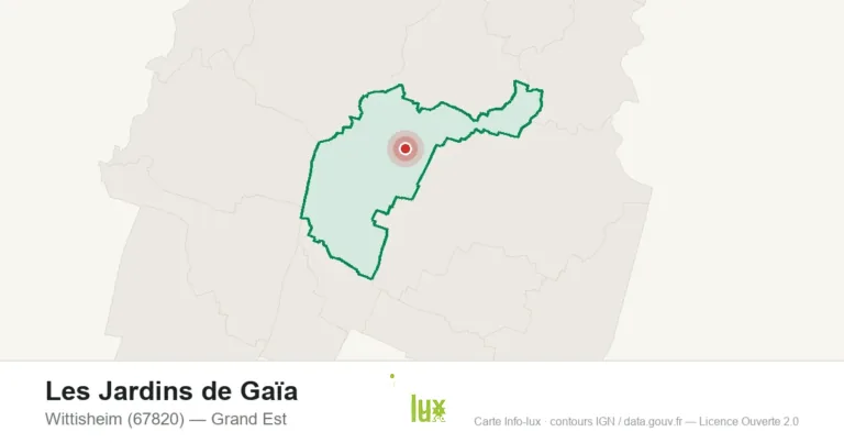 Carte de localisation de Les Jardins de Gaïa à Wittisheim (67820)