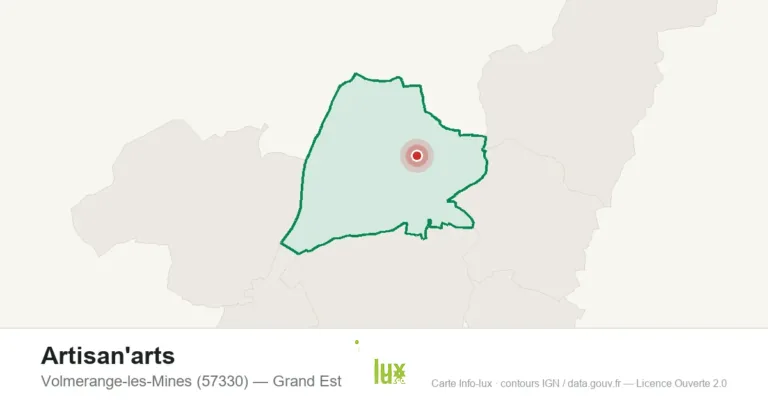 Carte de localisation de Artisan'arts à Volmerange-les-Mines (57330)