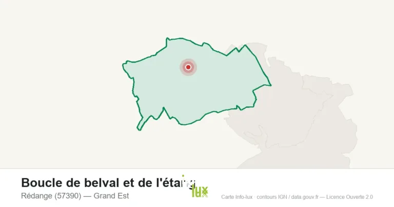 Carte de localisation de Boucle de belval et de l'étang à Rédange (57390)