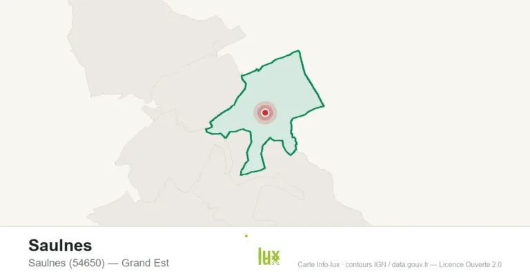 Carte de localisation de Saulnes (54650), commune frontaliere du Luxembourg