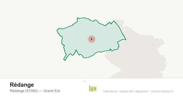 Carte de localisation de Rédange (57390), commune frontaliere du Luxembourg