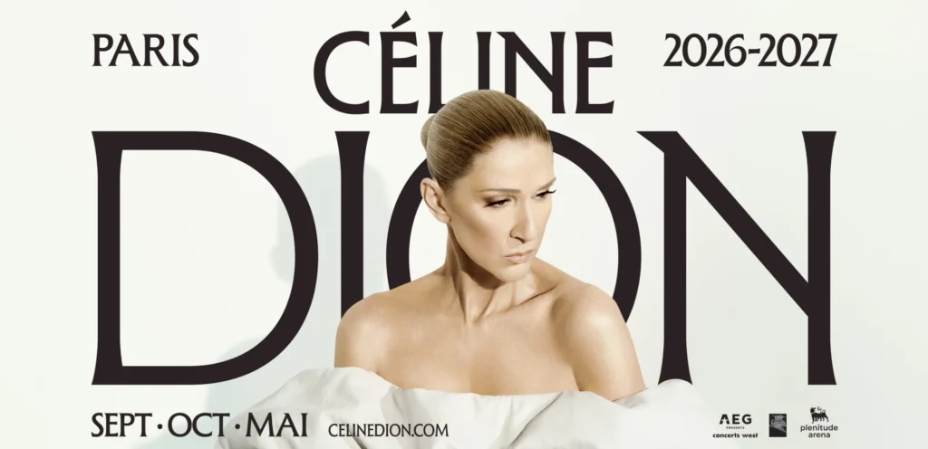 Affiche officielle de la résidence Céline Dion Paris 2026-2027 à la Plenitude Arena