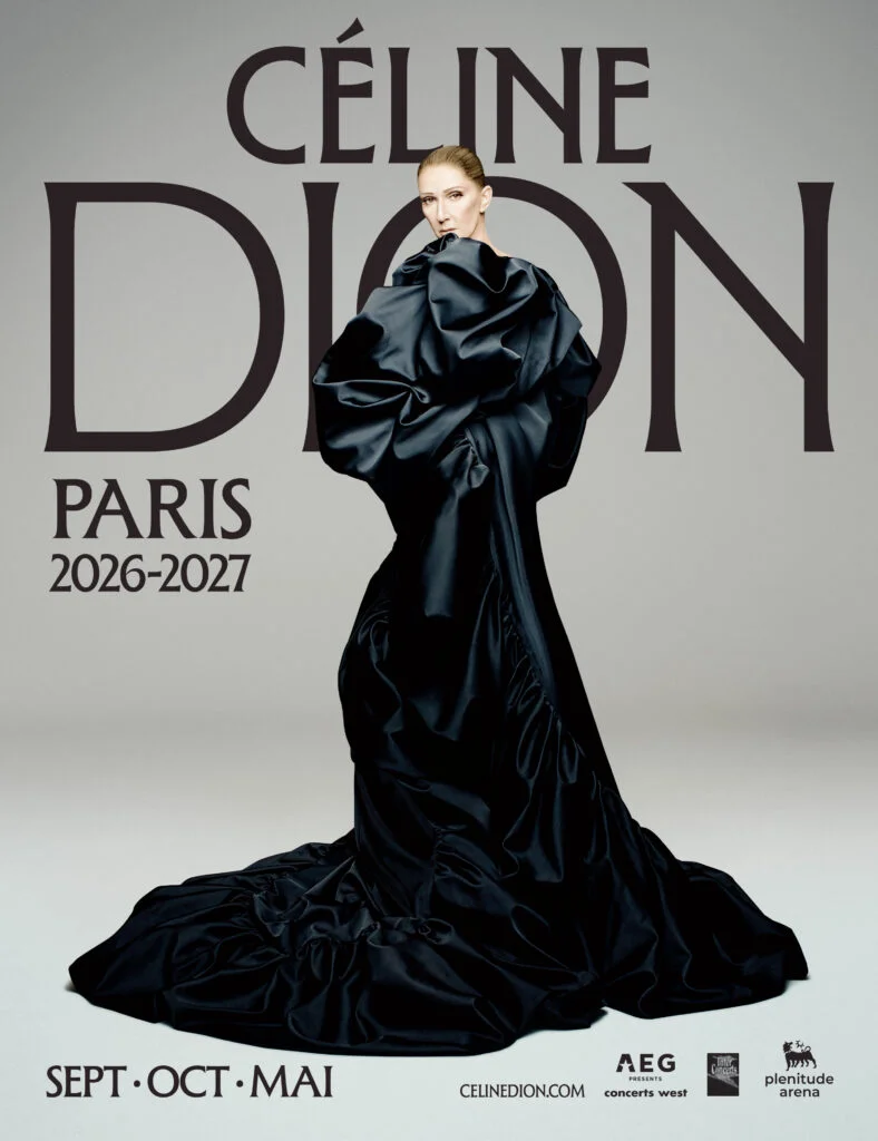 Visuel officiel vertical de la résidence Céline Dion à Paris en 2026 et 2027