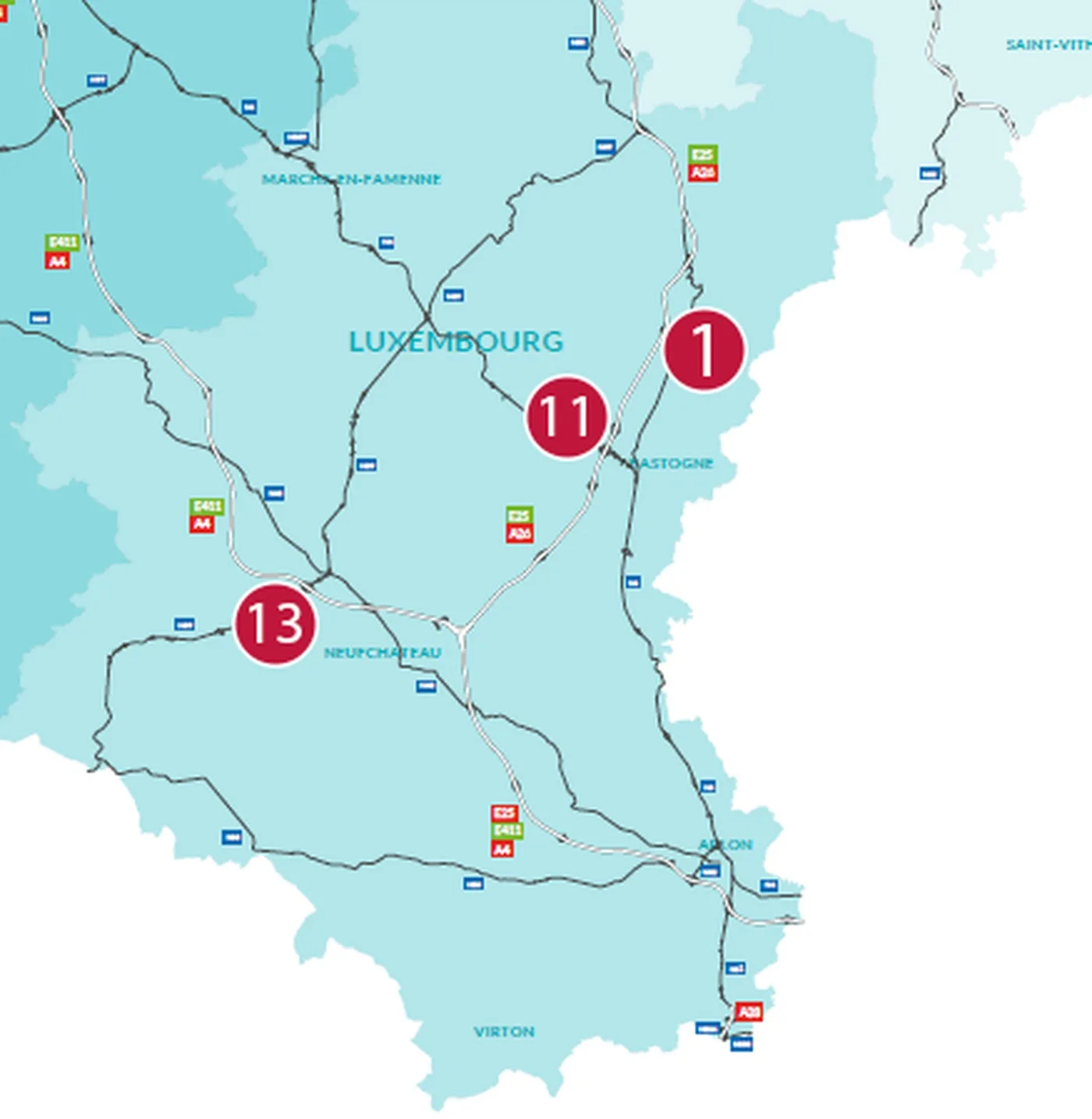 Carte des chantiers de la rentrée 2026 en province de Luxembourg
