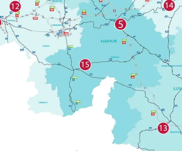 Carte des chantiers autoroutiers de la rentree 2026 en province de Namur