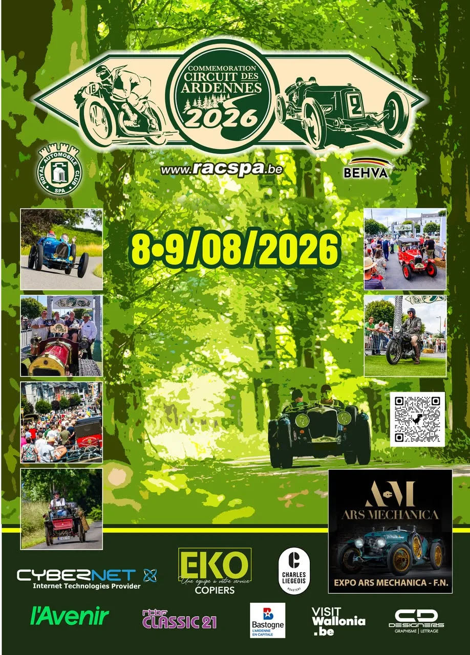 Affiche officielle de la Commemoration du Circuit des Ardennes 2026 des 8 et 9 aout