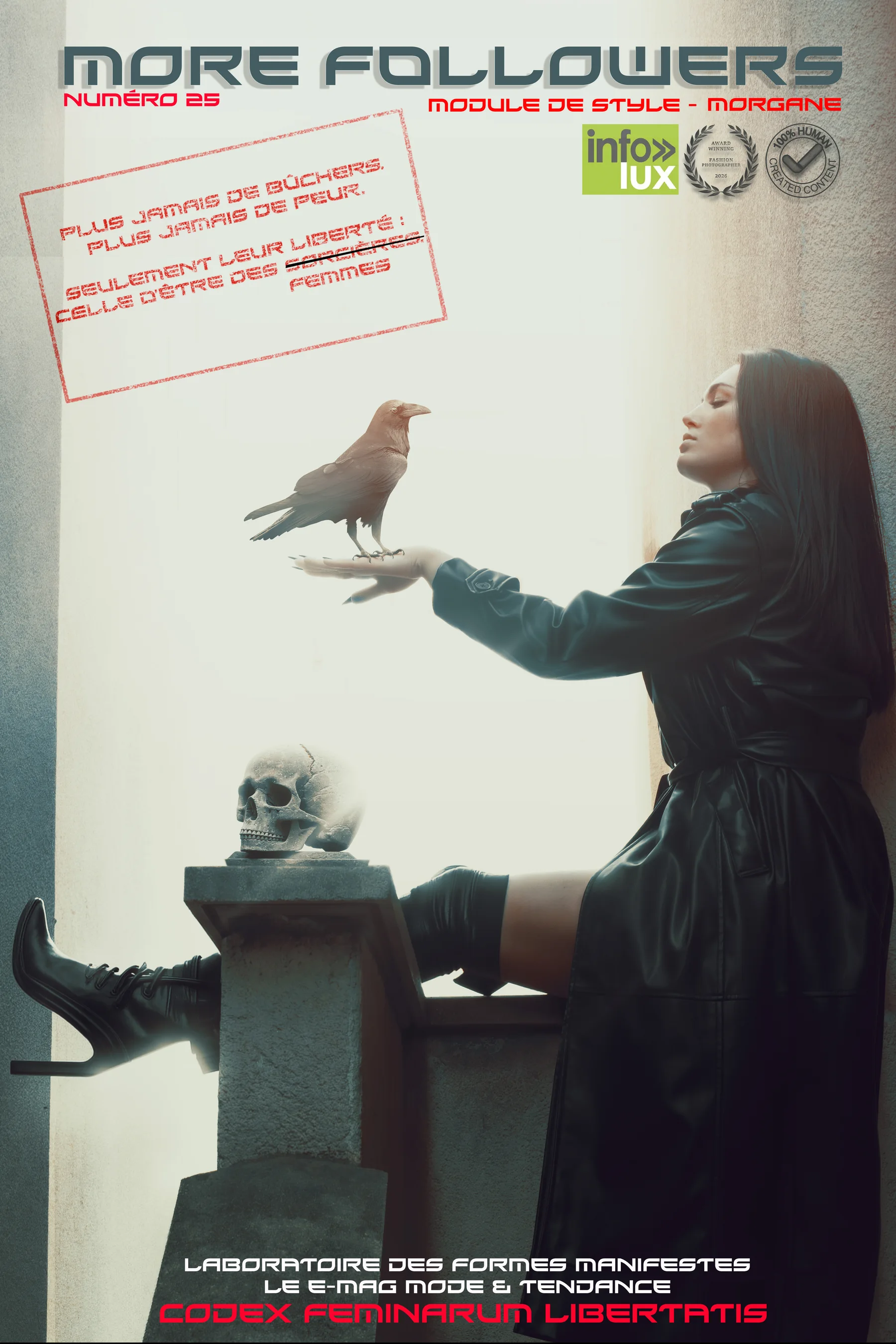 Couverture More Followers 25, Module de Style II : Codex Feminarum Libertatis, modèle Morgane Macel