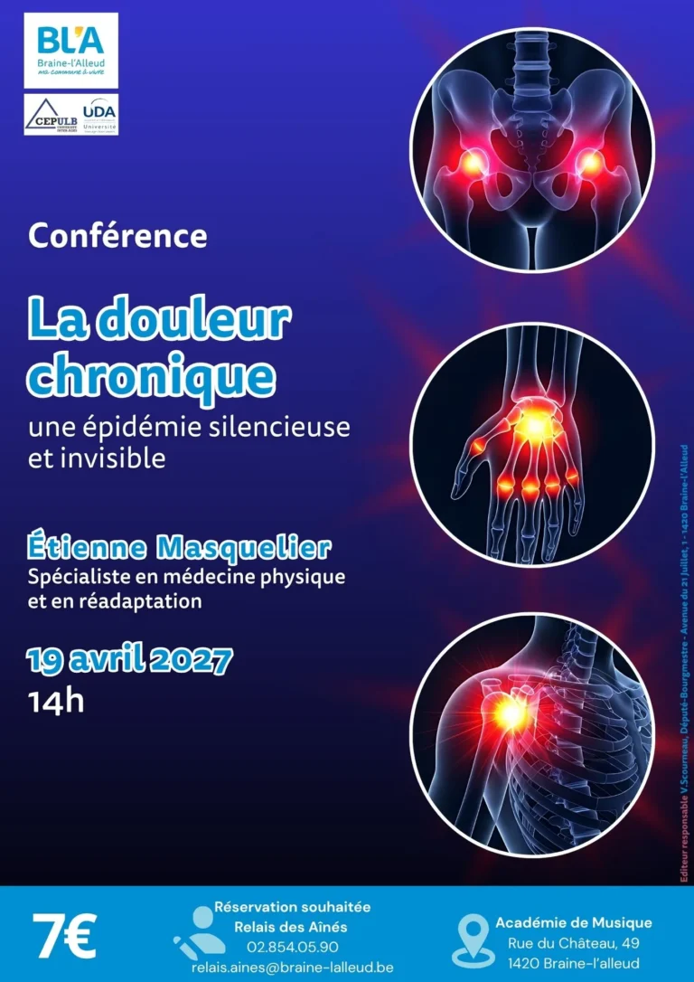 Illustration de la conférence « La douleur chronique, une épidémie silencieuse et invisible » à Braine-l'Alleud