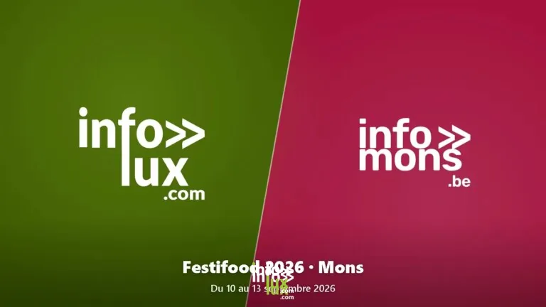 Festifood 2026 à Mons : bannière du réseau info-lux.com et info-mons.be, du 10 au 13 septembre 2026