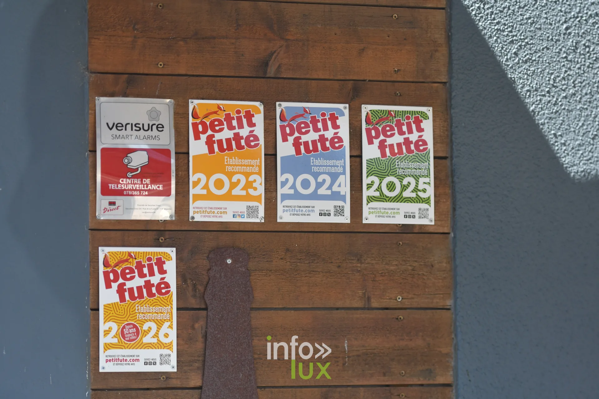 Distinctions Petit Futé 2023 à 2026 affichées chez Frank Burgers à Sainte-Marie-sur-Semois (Étalle)