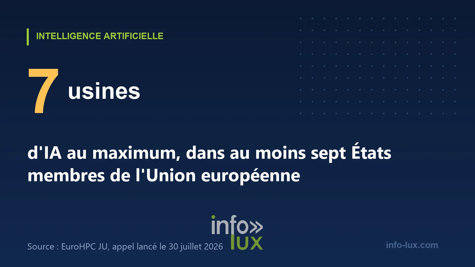 Jusqu'à sept sites, dans au moins sept États membres