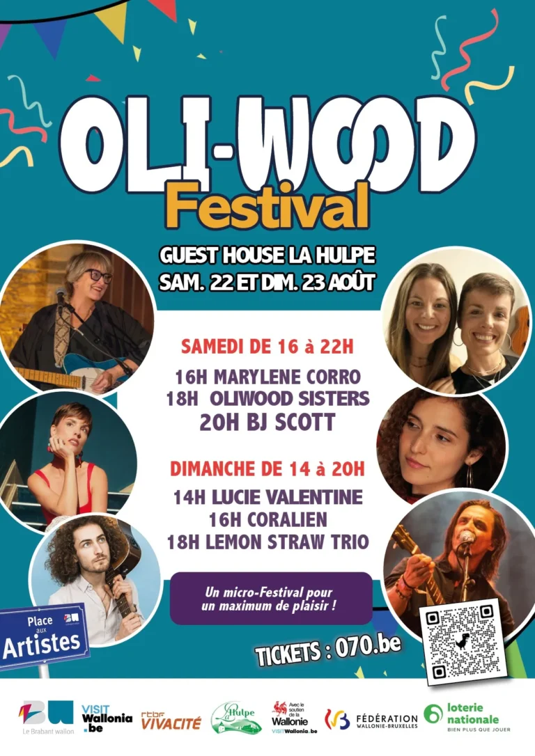 Affiche officielle de l'Oli-Wood Festival 2026 à La Hulpe, les 22 et 23 août