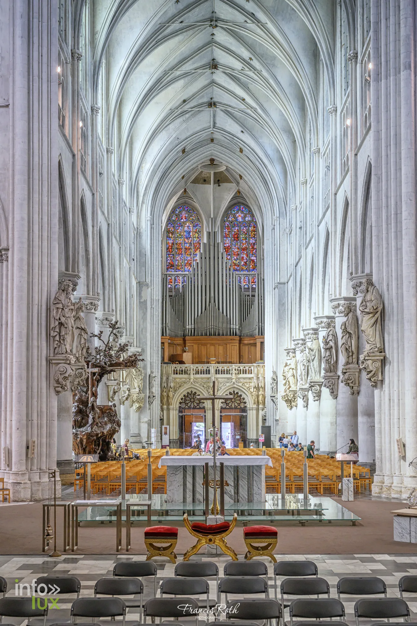 La nef gothique de la cathédrale Saint-Rombaut — Malines et le Jardin d'hiver des Ursulines, en Belgique