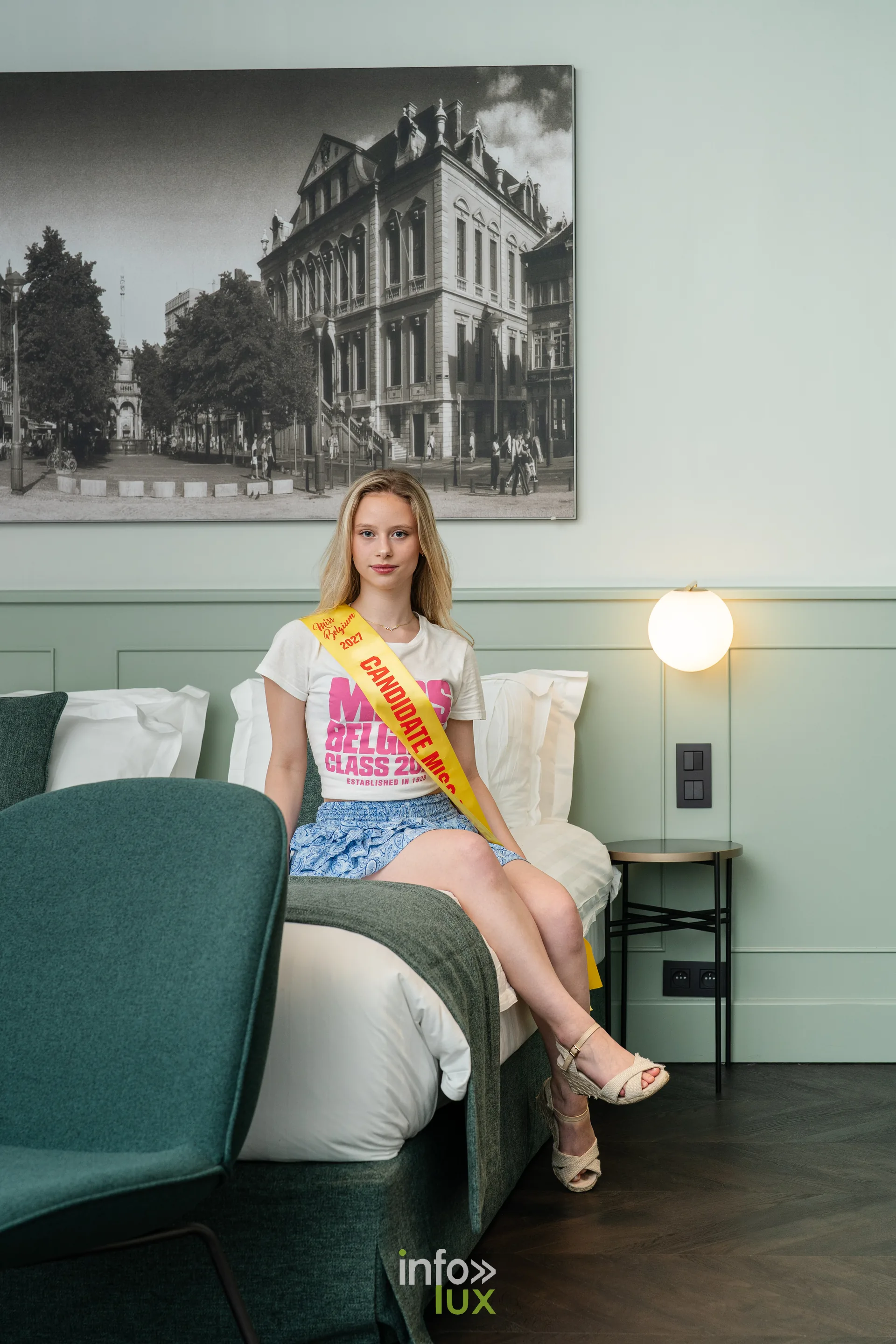 Maëlle Gasbarre, candidate Miss Luxembourg 2027, en intérieur