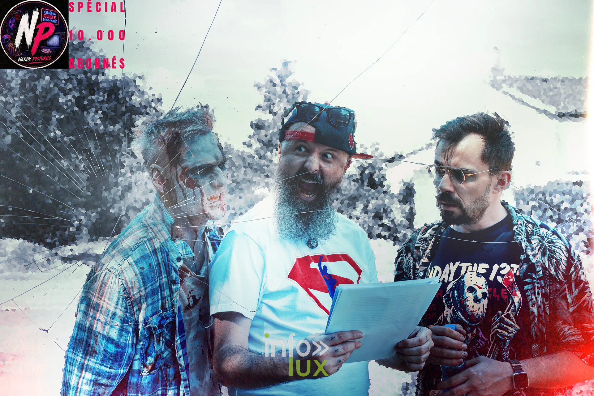 L'equipe de Nerdy Pictures relit le scenario entre deux prises sur le tournage