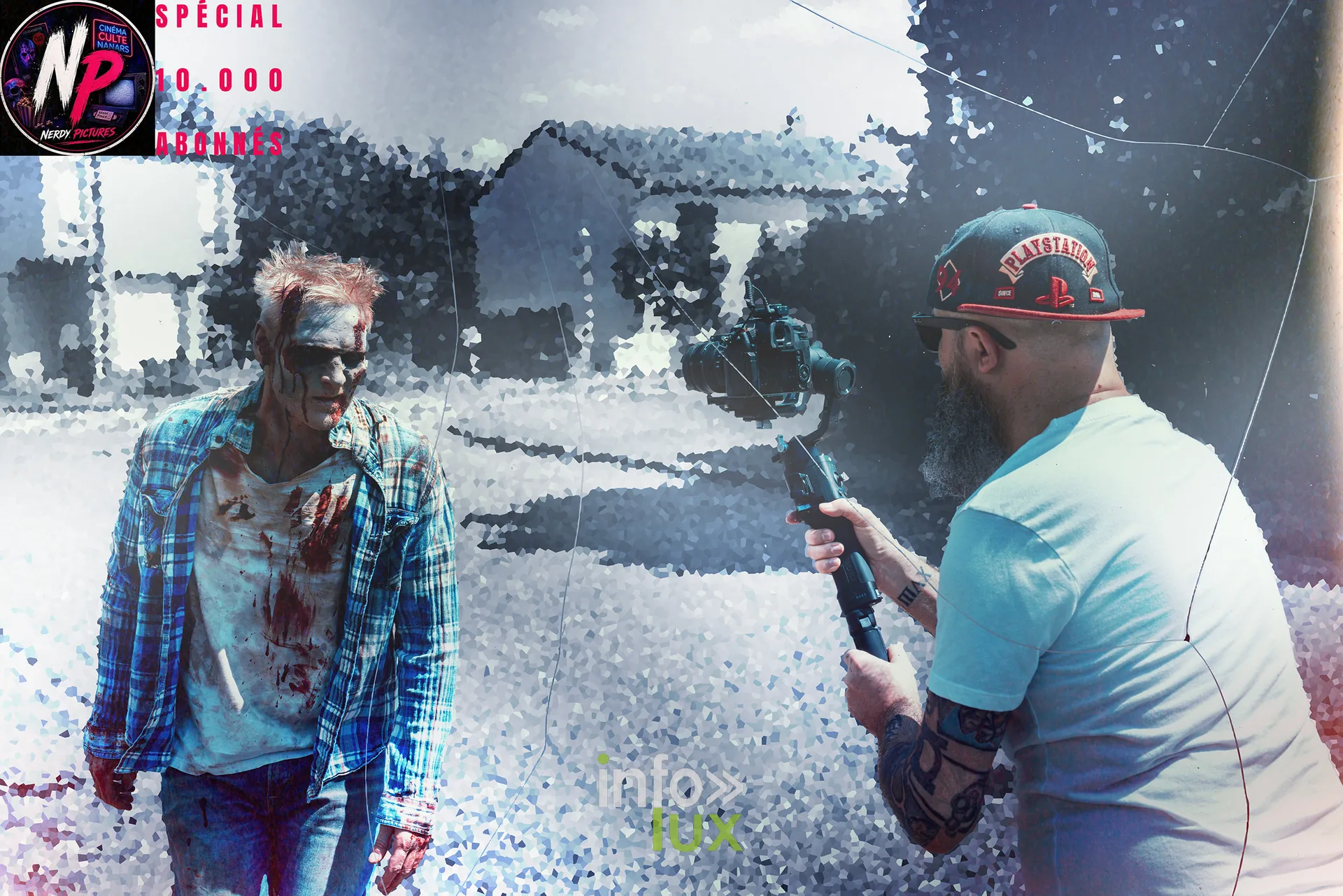 Tournage d'une scene de zombie pour la chaine Nerdy Pictures, camera a l'epaule