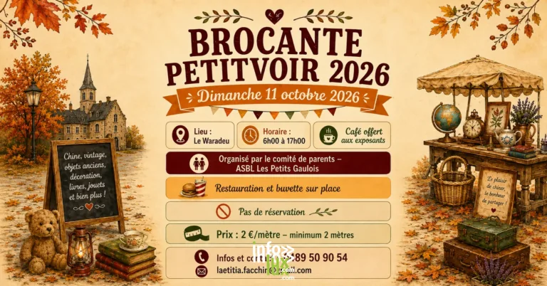 Neufchateau > Brocante > 17ème brocante de Petitvoir – Dimanche 11 octobre 2026 !