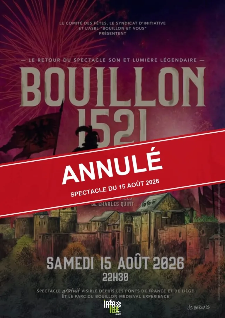 Affiche ANNULÉ du spectacle son et lumière La Prise du Château à Bouillon le 15 août 2026