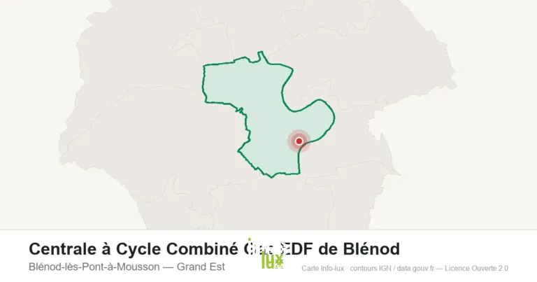 Carte de localisation : Centrale à Cycle Combiné Gaz EDF de Blénod à Blénod-lès-Pont-à-Mousson