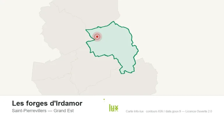 Carte de localisation : Les forges d'Irdamor à Saint-Pierrevillers