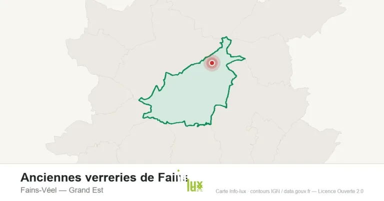 Carte de localisation : Anciennes verreries de Fains à Fains-Véel