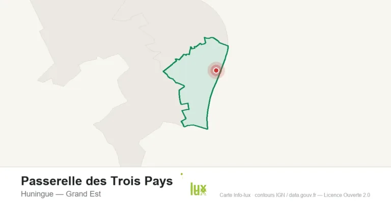 Carte de localisation : Passerelle des Trois Pays à Huningue