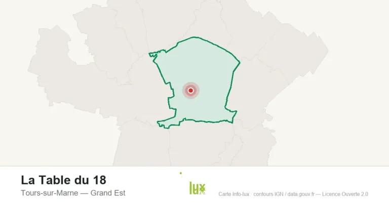 Carte de localisation : La Table du 18 à Tours-sur-Marne