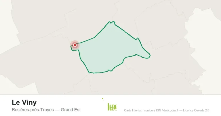 Carte de localisation : Le Viny à Rosières-près-Troyes
