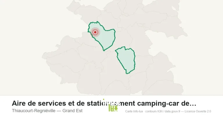 Carte de localisation : Aire de services et de stationnement camping-car de Thiaucourt à Thiau à Thiaucourt-Regniéville