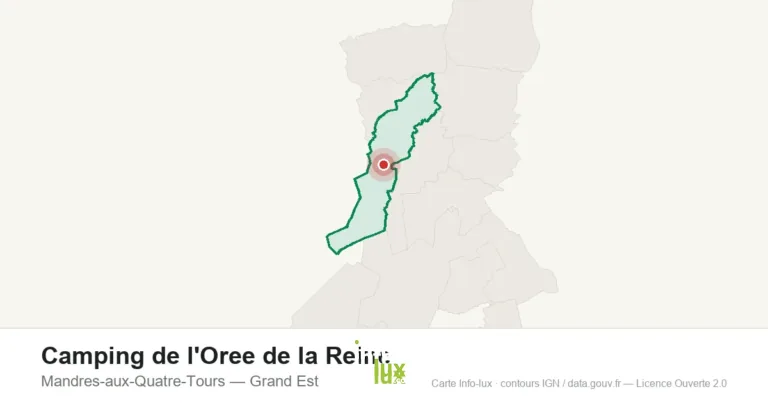 Carte de localisation : Camping de l'Oree de la Reine à Mandres-aux-Quatre-Tours