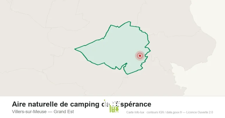 Carte de localisation : Aire naturelle de camping de l'Espérance à Villers-sur-Meuse