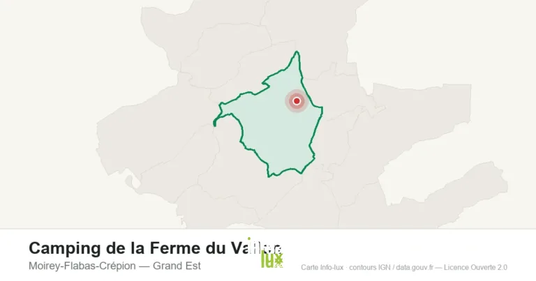Carte de localisation : Camping de la Ferme du Vallon à Moirey-Flabas-Crépion