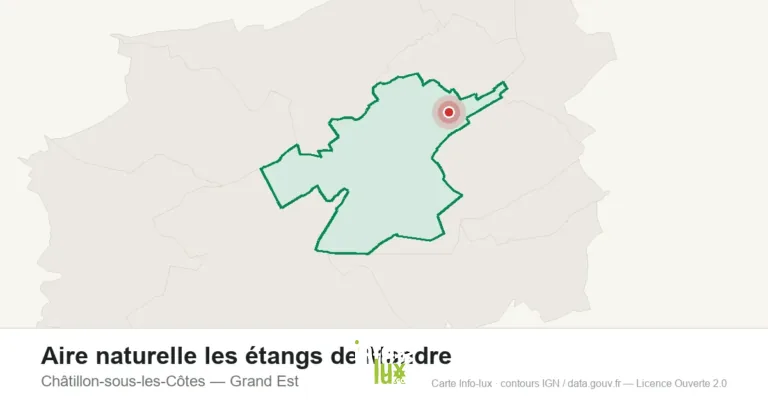 Carte de localisation : Aire naturelle les étangs de Mandre à Châtillon-sous-les-Côtes