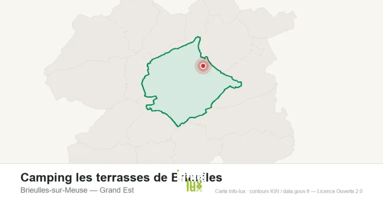 Carte de localisation : Camping les terrasses de Brieulles à Brieulles-sur-Meuse