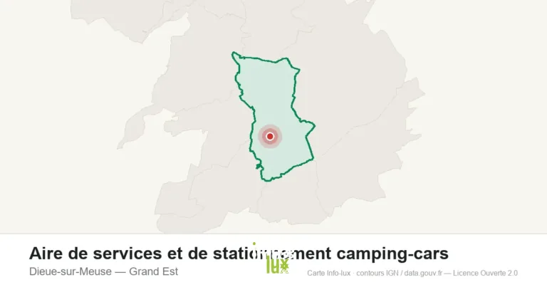 Carte de localisation : Aire de services et de stationnement camping-cars à Dieue-sur-Meuse