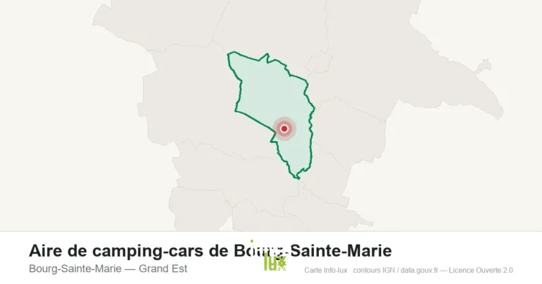 Carte de localisation : Aire de camping-cars de Bourg-Sainte-Marie à Bourg-Sainte-Marie