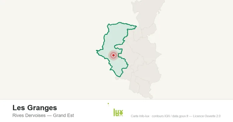 Carte de localisation : Les Granges à Rives Dervoises